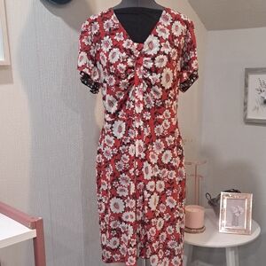 CAbi Red and White Floral Midi Dress /Black And White Dress